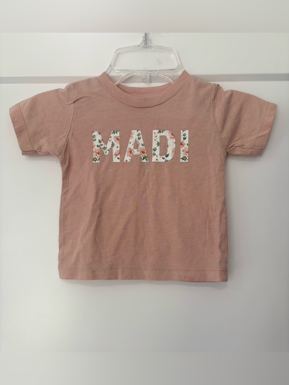 Pink Madi Floral Vinyl Name Tshirt 12m